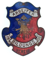 1906. "Arbeiter Bildungs Verein (Munkásképző Egyesület)" Zománcozott Bronz Jelvény Brassó Címerével (34x27mm) T:AU / Hun - Non Classificati