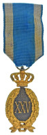 Románia DN(1872-1930) "Szolgálati Érdemérem - 25 éves Szolgálatért" Aranyozott, Ezüstözött Bronz Kitüntetés (I. Típus) V - Non Classificati