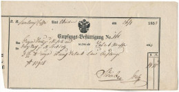 Ausztria 1853. Kitöltött átvételi Elismervény 14Fl 15kr értékről T:F Szép Papír / Austria 1853. Filled-in Receipt (Empfa - Non Classificati