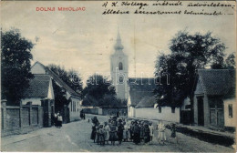 T2/T3 1912 Alsómiholjác, Donji Miholjac; Utcakép, Templom. T. Csima Kiadása / Street, Church + "NOSKOVCI - ESZÉK 239" Sz - Non Classificati