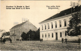 ** T4 Bród, Nagyrév, Slavonski Brod, Brod Na Savi; Visa Pucka Skola / Bürgerschule / Iskola / School (vágott / Cut) - Non Classificati