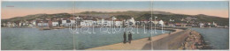 T3 1927 Crikvenica, Cirkvenica; 3-részes Kinyitható Panorámalap / 3-tiled Folding Panoramacard (ázott / Wet Damage) - Non Classificati