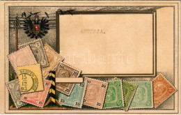 * T4 Set Of Austrian (Austro-Hungarian) Heller Stamps, Coat Of Arms. Philatelie-Ansichtskarte Ottmar Zieher No. 6. Art N - Non Classificati