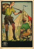 T2/T3 1933 Indanthren Textilfesték Reklámlap Cserkészekkel, Mosás és Időjárásálló Viselet / Indanthren Textile Paint Adv - Non Classés