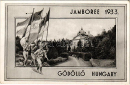 * T2/T3 Gödöllő, Cserkész Jamboree 1933 / 4th World Scout Jamboree In Hungary, Hungarian Boy Scouts With Flags - Non Classés