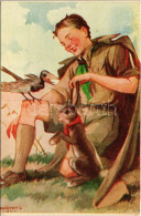 ** T2/T3 Kiadja A Márton L.-féle Cserkészlevelezőlapok Kiadóhivatala / Hungarian Boy Scout Art Postcard S: Márton L. - Non Classés