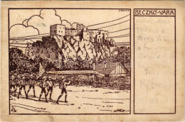 * T4 "Zászlónk" Ifjúsági Tutaj Expedíció Beckó Várával A Vágvölgyben. Cserkész Művészlap / Hungarian Boy Scout Art Postc - Non Classés