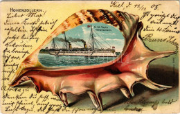 T2/T3 1905 SMS Hohenzollern.Verlag Kunstanstalt Rosenblatt (Frankfurt) / German Navy Imperial Yacht, Montage With Shell. - Sin Clasificación