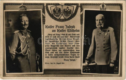 ** T3 1914 Kaiser Wilhelm II. Und Kaiser Franz Josef I. / II. Vilmos Német Császár és I. Ferenc József Császár Egyenruhá - Non Classificati