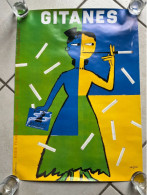 Affiche Publicitaire Publicité Cigarettes GITANES Vintage, Signé Savignac - Objetos Publicitarios