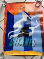 Affiche Publicitaire Publicité Cigarettes GITANES Vintage, Signé Pinel - Objetos Publicitarios