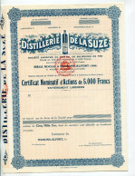 DISTILLERIE De La SUZE; Certificat Nominatif D'Actions De 5.000 Francs - Agriculture