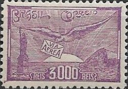 BRAZIL - AIRMAIL: INAUGURATION OF BRAZILIAN AIRMAIL POSTAL SERVICE - NYRBA (3000 RÉIS, Watermark Mi.14) 1939 - MNH - Luftpost