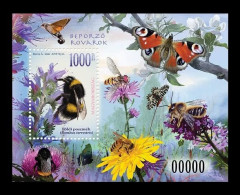 Hungary 2021 Mih. 6196 (Bl.453) Fauna. Pollinating Insects. Bees. Birds. Butterflies. Flowers MNH ** - Ungebraucht