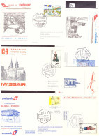 ESPAGNE - ( SWISSAIR ) 5 DIFFERENTS DOCUMENTS PREMIERS VOLS POUR LA SUISSE  - POSTE AERIENNE - Briefe U. Dokumente