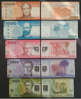 Full Set Of Chilean Pesos, UNC - Cile