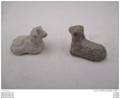 JOUET FIGURINE BON DUFOUR  LOT DE  DEUX MOUTONS    EN COMPOSIT 4cm - Jouets Anciens