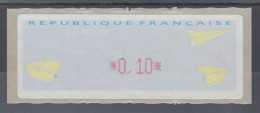 Frankreich LISA-ATM Auf Papier Papierflieger, Wert Rot 0,10 ** - Autres & Non Classés
