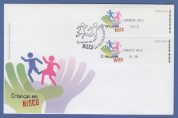 Portugal 2007 ATM Kinder In Gefahr Monétel Mi.-Nr. 59e Satz AZUL 45-185 FDC - Machine Labels [ATM]