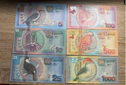 Suriname ，5/10/50/100/500/1000 Gulden，2000，bird Series，pick 146--151，all GEM UNC Condition - Suriname