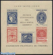 Argentina 1940 Stamp Centenary S/s, Mint NH, Transport - 100 Years Stamps - Stamps On Stamps - Ships And Boats - Ongebruikt