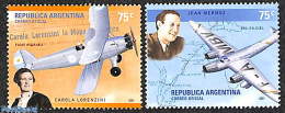 Argentina 2001 Aviation, J.Mermoz/C.Lorenzini 2v, Mint NH, History - Transport - Various - Newspapers & Journalism - A.. - Ongebruikt