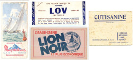 Lot De 4 Buvards (30) LESUR - LION NOIR - LOV - MAGDELEINE  Avec Défauts :taches,  Pliures,déchirures Etc. Etc - Verzamelingen & Reeksen
