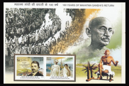 INDIA 2015 "100 YEARS OF MAHATMA GANDHI'S RETURN" M/S MNH - Blocks & Sheetlets