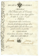 10 DUCATI CEDOLA BANCO GIRO DI VENEZIA 01/10/1798 BB/SPL - Autres & Non Classés