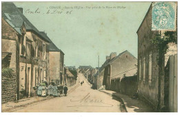 72.CONLIE.n°15741.RUE DE L'EGLISE.VUE PRISE DE LA PLACE DE L'EGLISE.TACHES - Conlie
