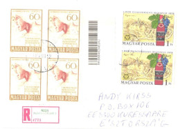 Hungary Registered Cover With Stamps, Wine, Conference, Houses, Estonian Post Label, 1997 - Briefe U. Dokumente