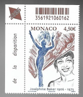 Monaco 2025 - 50 Ans De La Disparition De Joséphine Baker ** - Ungebraucht