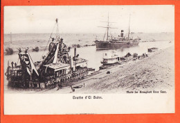 33858 /  Canal SUEZ Egypte Courbe EL GUISS Barge Dragage Drague à Deversoir Paquebot 1900s-BROUGHETTI Bross Egypt - Suez
