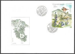 Czech Republic - Gentian, Alps Hawker, Red Star Bluethroat, FDC, 2005 - FDC