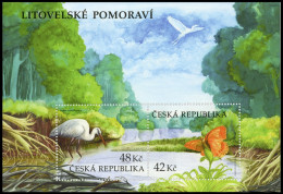Czech Republic - Butterfly And Heron - Litovel Morava River Basin, Souvenir Sheet, MINT, 2024 - Blocs-feuillets