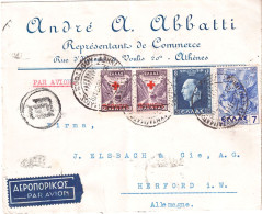 GREECE 1937 AIRMAIL LETTER  SENT FROM ATHENS TO HERFORD - Briefe U. Dokumente