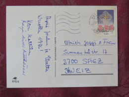 Finland 1985 Postcard  To Switzerland - Cross Flowers - Dwarfs Fox Elk Sqirrel Rabbits Birds - Briefe U. Dokumente