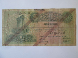 Rare! Syria 1 Livre 1939 Banknote See Pictures - Syrie