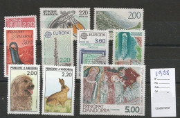 Andorre Français Année Complète - 1988 -   Y&T N°366-375** - Volledige Jaargang