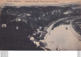 J15-  SACHS - SCHWEIZ - AUSSICHT VON DER BASTEI AUF DEAS ELBTA -  ( 2 SCANS ) - Bastei (sächs. Schweiz)