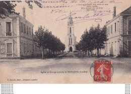 J22-40)  MORCENX (LANDES) EGLISE ET GROUPE SCOLAIRE + POEME EN PATOIS D. - Morcenx