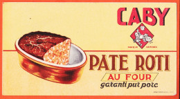 00174  /  ◉  CABY Pate Roti  Au Four Garanti Pur Porc Imprimerie JOMBART Asnières Buvard  Dim 18,5x10 - Levensmiddelen