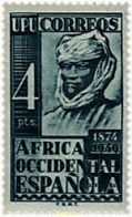199543 HINGED AFRICA OCCIDENTAL ESPAÑOLA 1949 75 ANIVERSARIO DE LA UNION POSTAL UNIVERSAL - Autres & Non Classés