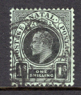 Natal - South Africa - 1908-09 KEVII - Postage & Postage - 1/- Black On Green Used (SG 166) - Natal (1857-1909)