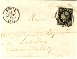 Càd T 15 RODEZ (11) 11 JANV. 49 / N° 3 Sur Lettre (légèrement Incomplète). - TB. - R. - 1849-1850 Ceres