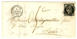 Grille / N° 3 (leg Def) Càd T 15 (2) VERSAILLES (2) 72 8 JUIL. 50 Sur Lettre Pour Paris Taxée 0.5c Au Tarif à 25c Du 1er - 1849-1850 Ceres