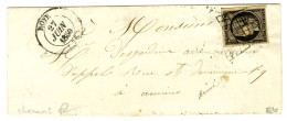 Grille / N° 3, Noir Sur Chamoix, Belles Marges, Càd T 14 ROYE (76) Sur Lettre Pour Amiens. 1850. - TB / SUP. - R. - 1849-1850 Ceres