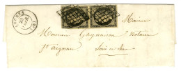 Grille / N° 3 (paire) Càd T 15 LOCHES (36) Sur Lettre 2 Ports Pour Saint-Aignan. 1849. - TB / SUP. - 1849-1850 Ceres