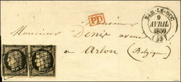Grille / N° 3 (paire Leg Def) Càd T 14 BAR-LE-DUC (53) Sur Lettre Pour Arlon (Belgique) 1850. - TB / SUP. - R. - 1849-1850 Ceres