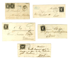 Lot De 5 Lettres Affranchies Avec N° 3 Noir Sur Blanc Dont 1 Paire. - TB / SUP. - 1849-1850 Ceres